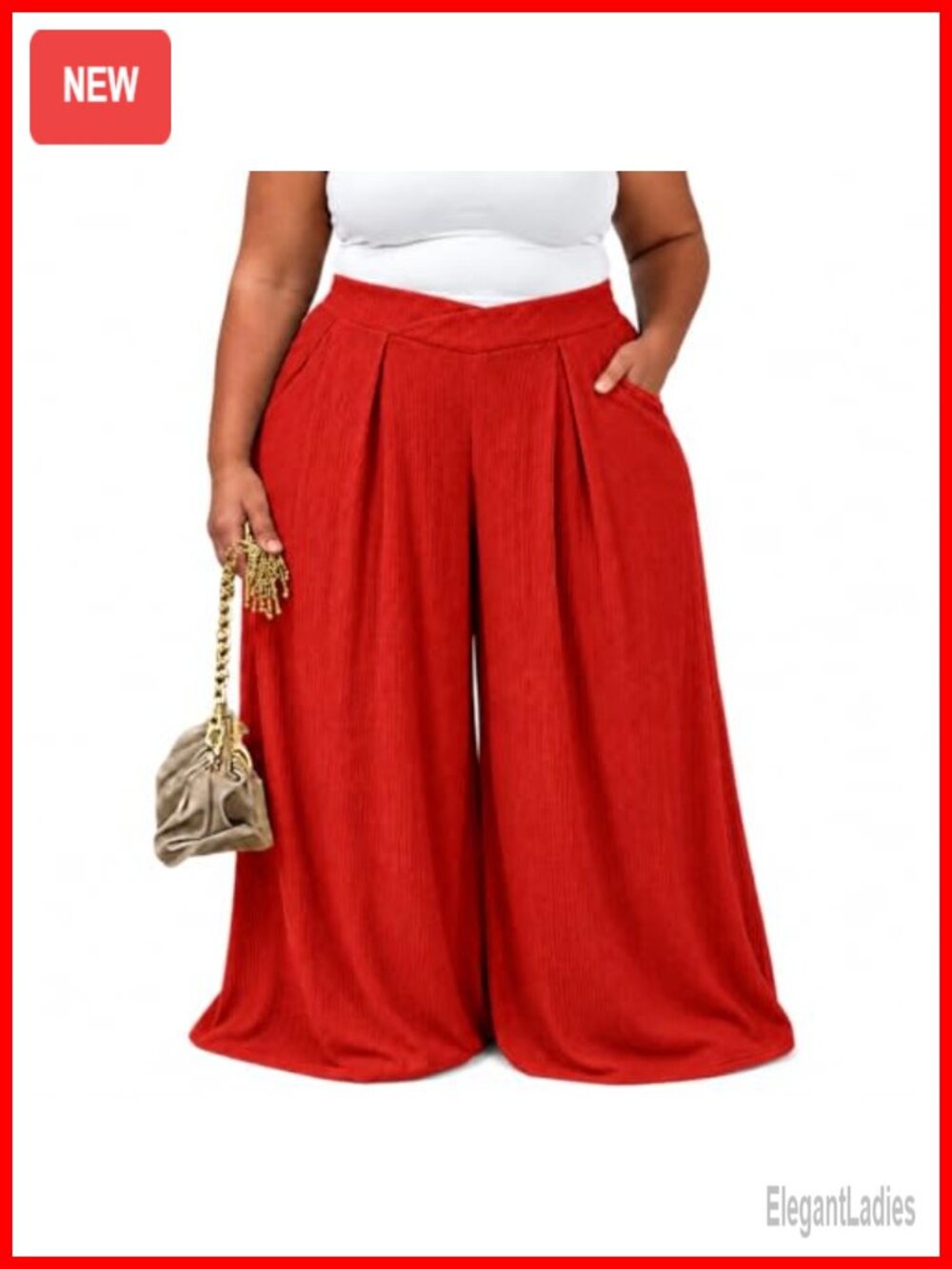 Plus Size Palazzo Pants High Waisted Wide Leg Crinkle Pleated Dressy Casual